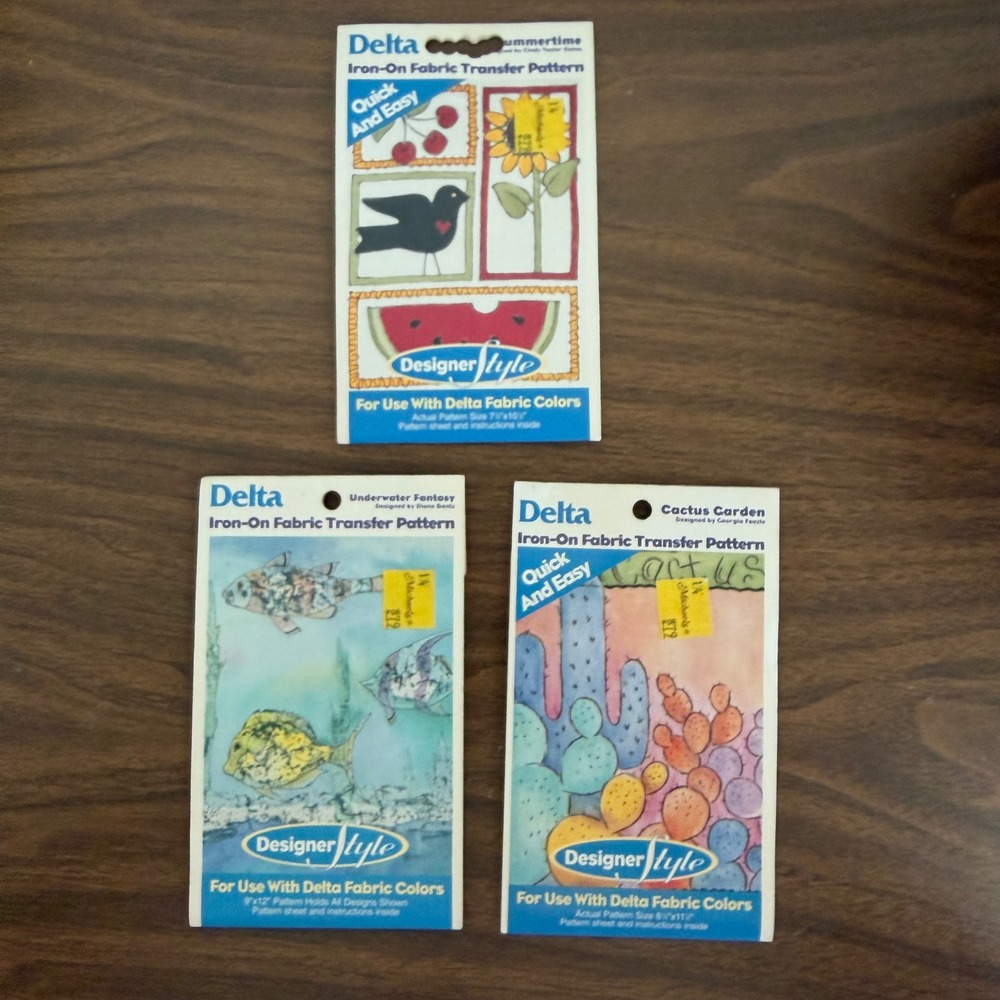 Vintage Delta Iron-On Fabric Transfer Patterns Lot 3 Summer Cactus Ocean Fantasy